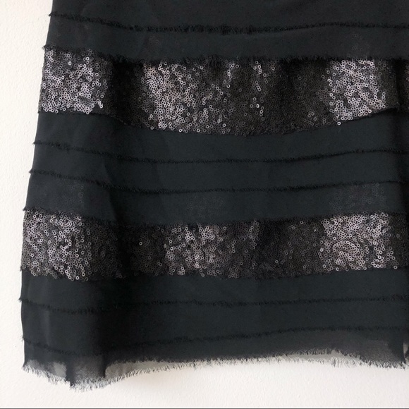 BCBGeneration Sequin Tiered Layered Black Skirt 0 - Picture 4 of 8